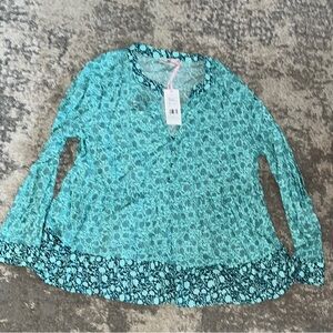 Vineyard Vines Flowy Floral Green Women's Top